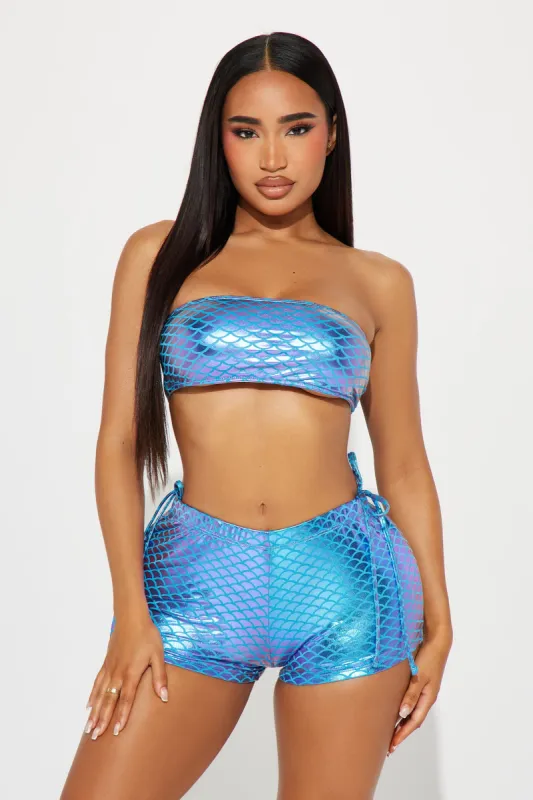 Trisha Bandeau 3 Piece Boyshort Bikini - Blue sold by Fashion Nova
