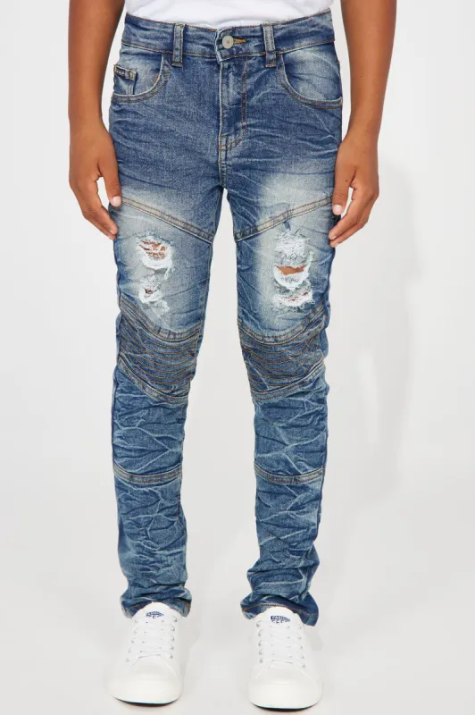 Mini Keep It Rising Moto Skinny Jeans - Blue Wash sold by Fashion Nova