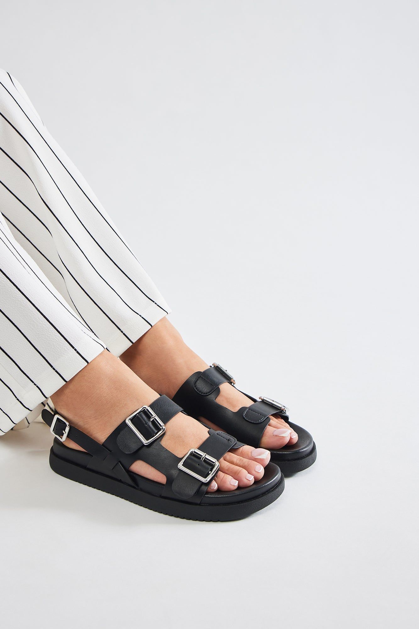 Mylan Buckle Sandals - Black sold by Fashion Nova