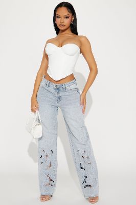 Penelope Non Stretch Straight Leg Jeans - Light Wash sold by Fashion Nova