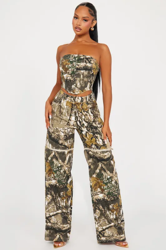 Lala Convertible Jumpsuit - Olive/combo sold by Fashion Nova