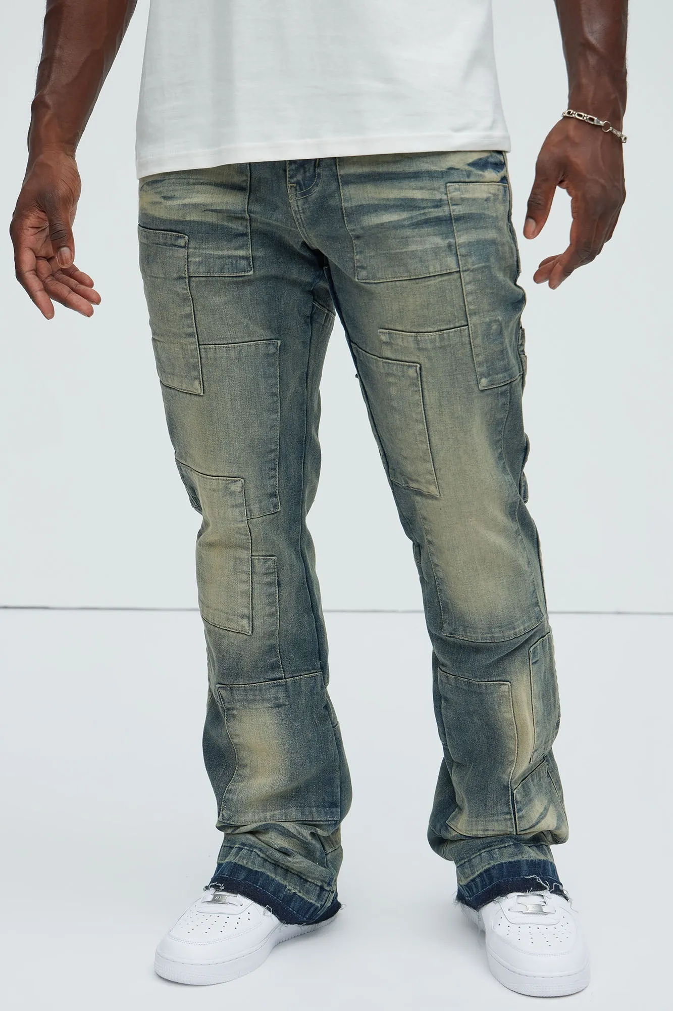 Mosley Stacked Slim Flare Jeans - Medium Wash sold by Fashion Nova