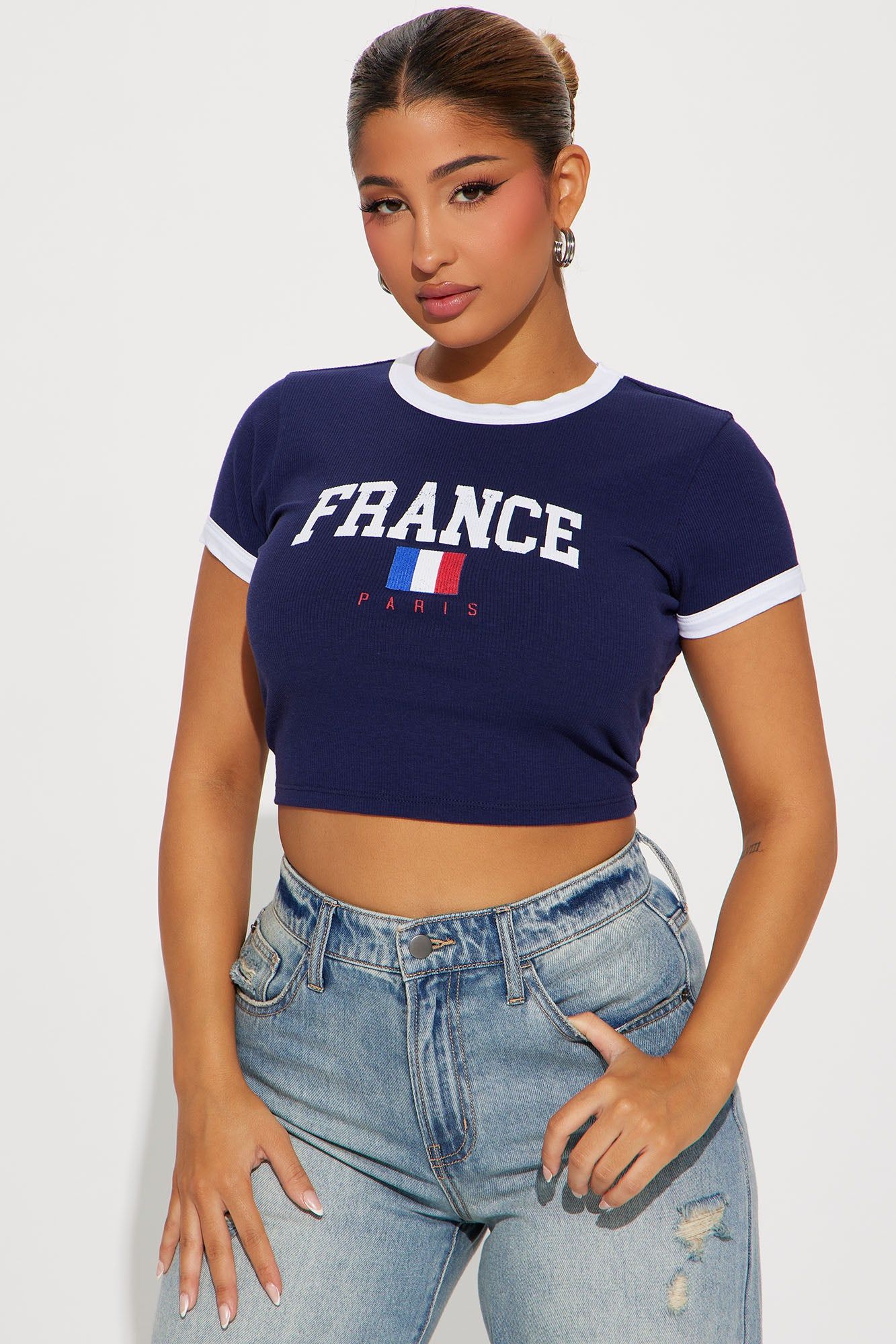 France Ringer Tee - Navy sold by Fashion Nova