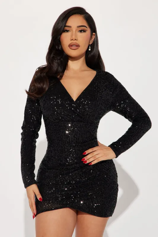 Elliana Sequin Mini Dress - Black sold by Fashion Nova