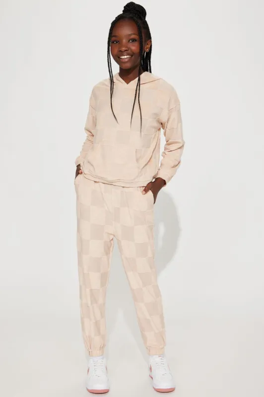 Mini Check Me Out Jogger Set - Taupe sold by Fashion Nova