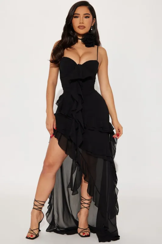 Karina Ruffle Maxi Dress - Black sold by Fashion Nova