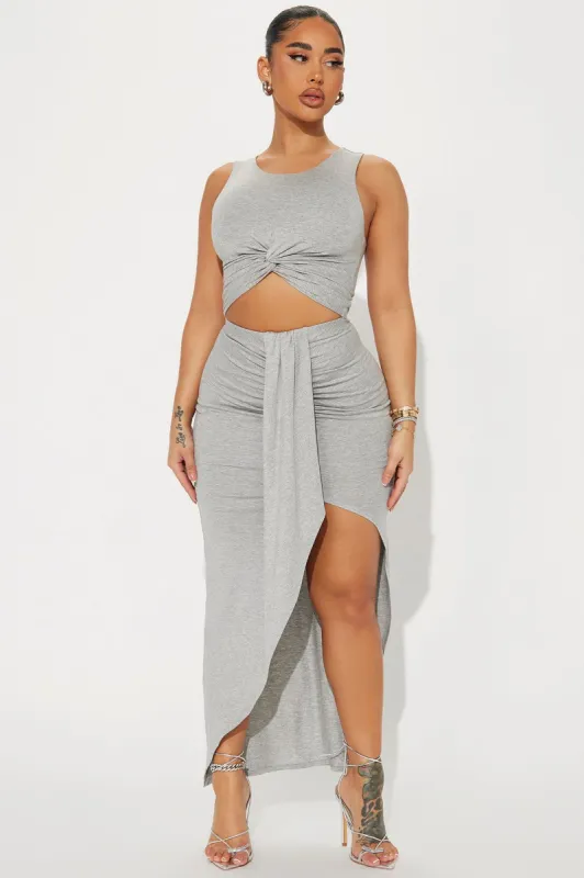 Cheyenne Skirt Set - Heather Grey sold by Fashion Nova