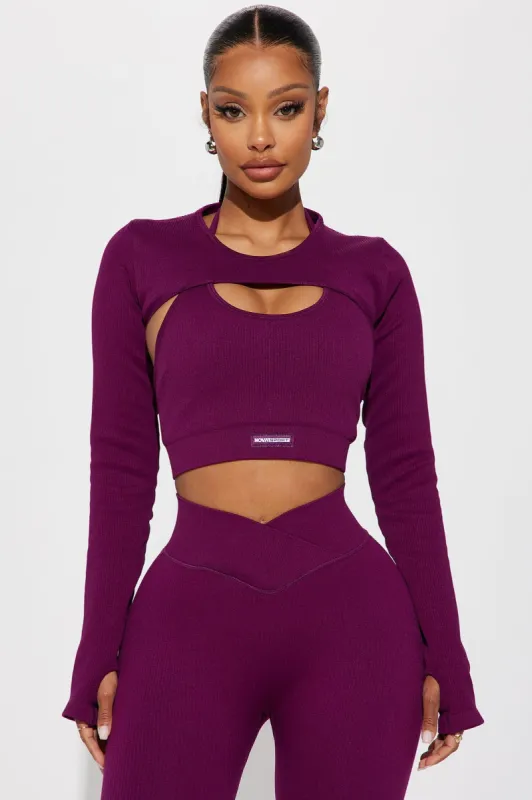 Namaste Seamless 2 Piece Active Top - Plum sold by Fashion Nova