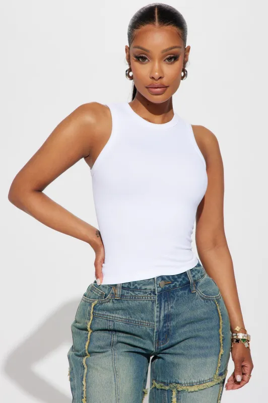 The New Classic Ribbed Racerback Top - White sold by Fashion Nova