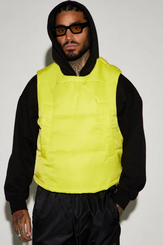 Detroit Velcro Puffer Vest - Yellow sold by Fashion Nova