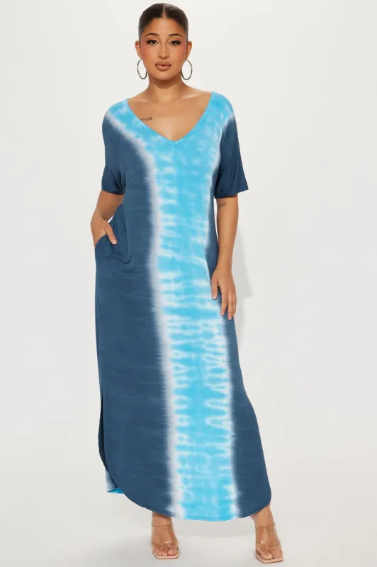 Halsey Tie-Dye Maxi Dress - Blue sold by Fashion Nova