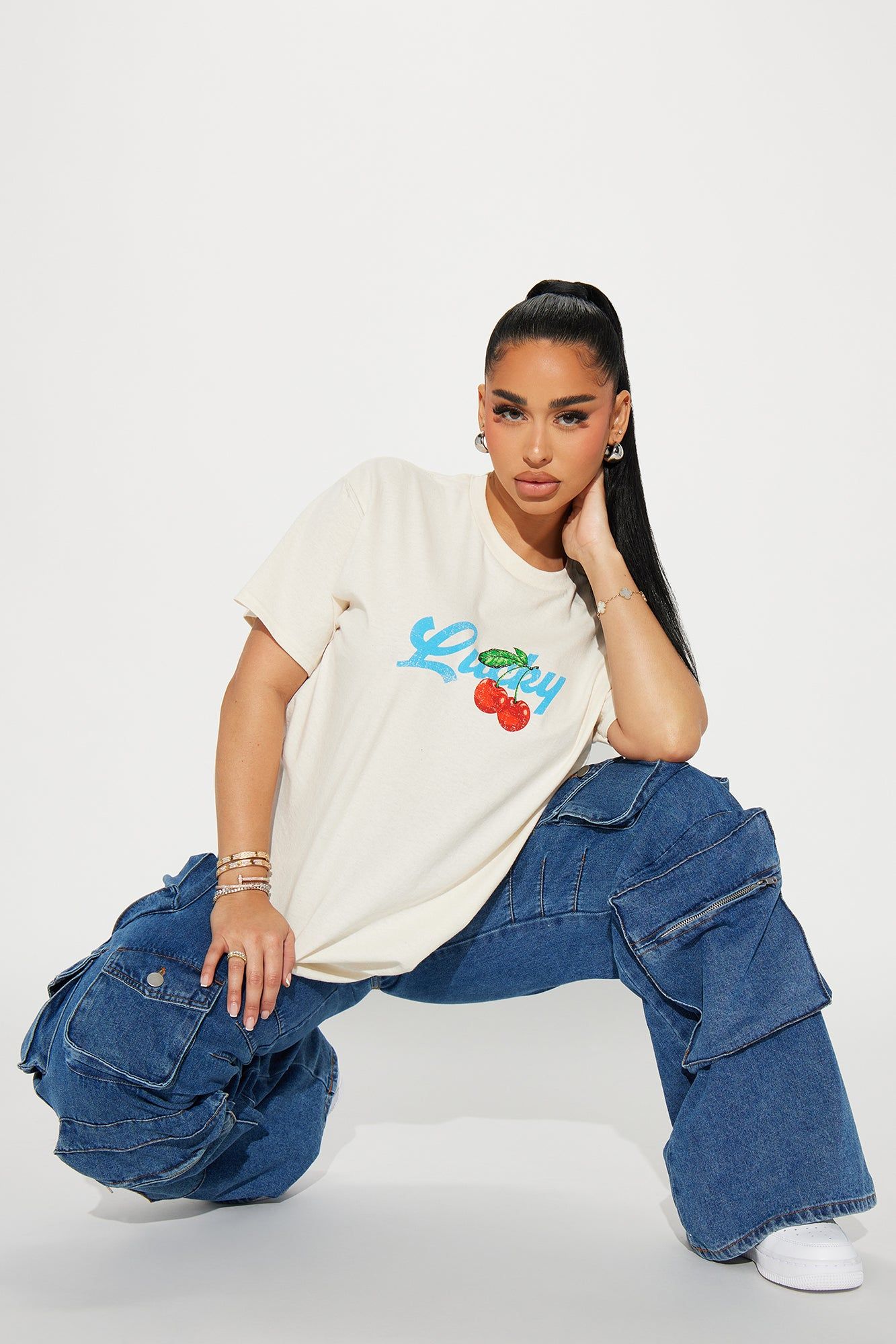 Lucky Me Cherries Tee - Natural/Combo sold by Fashion Nova product image thumbnail 2