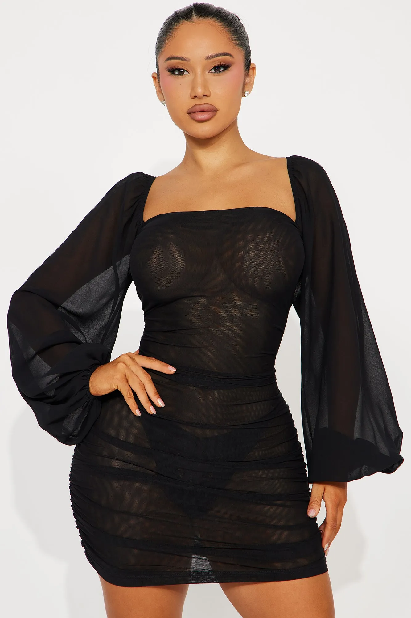 Mei Mesh Mini Dress - Black sold by Fashion Nova
