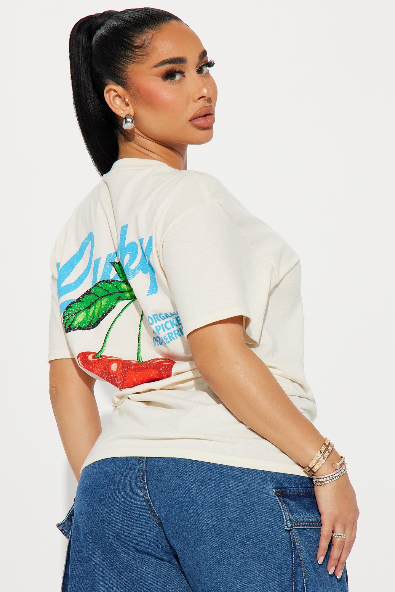 Lucky Me Cherries Tee - Natural/Combo sold by Fashion Nova product image thumbnail 4