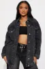 Standing On Business Oversized Denim Jacket - Black Wash sold by Fashion Nova