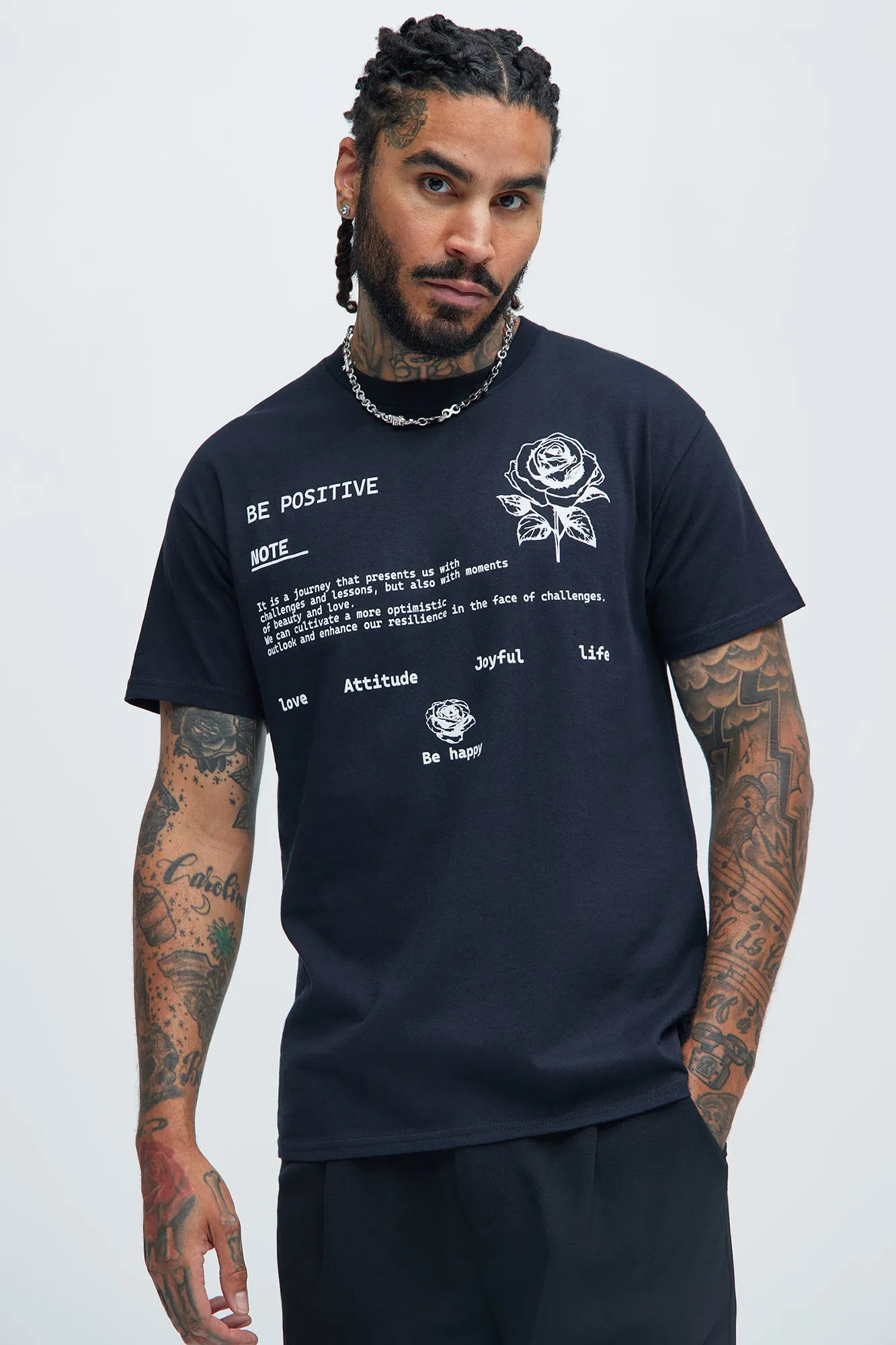 Motto Of Life Short Sleeve Tee - Black sold by Fashion Nova