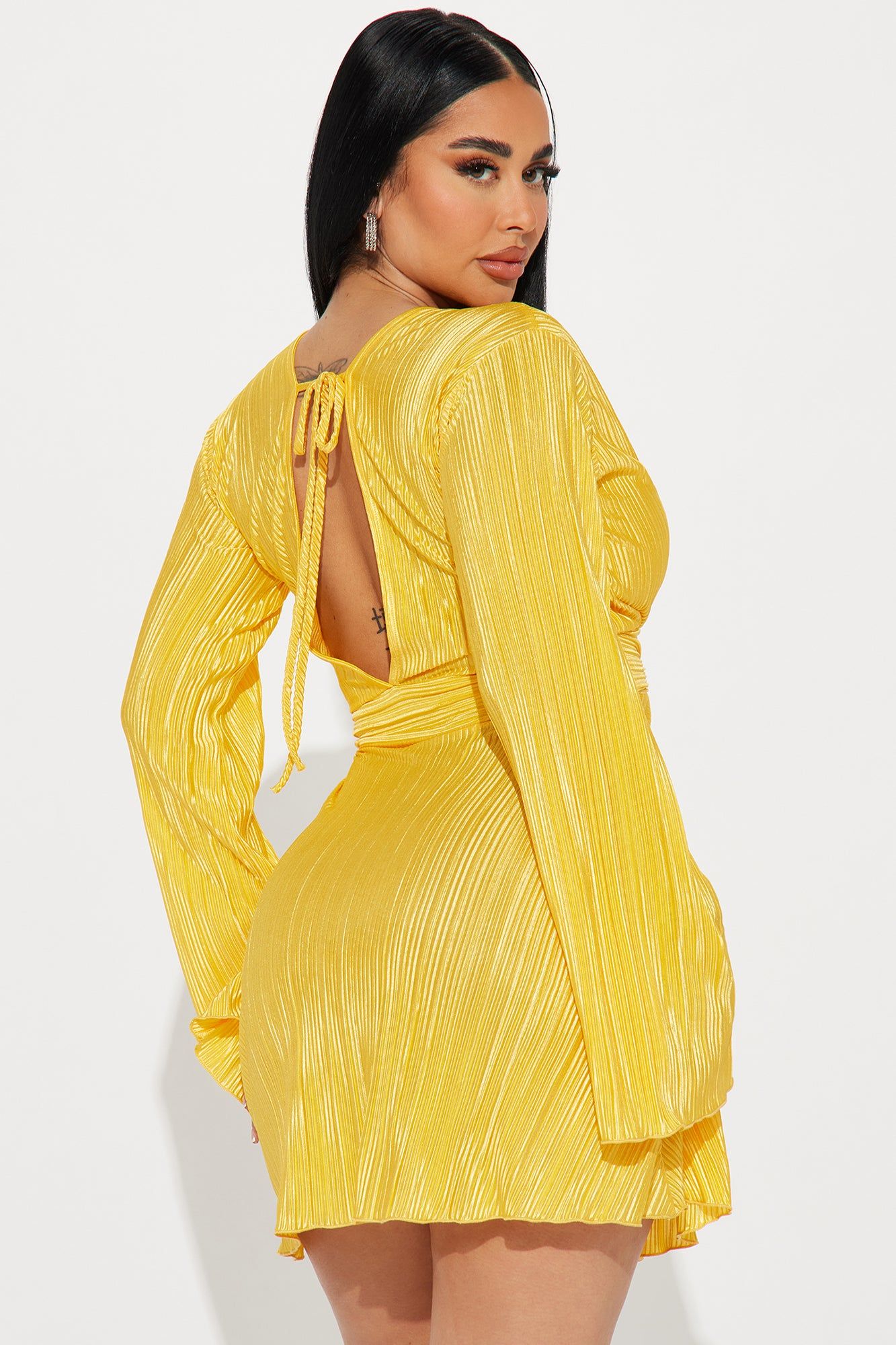 Ciara Plisse Mini Dress - Yellow sold by Fashion Nova product image thumbnail 3