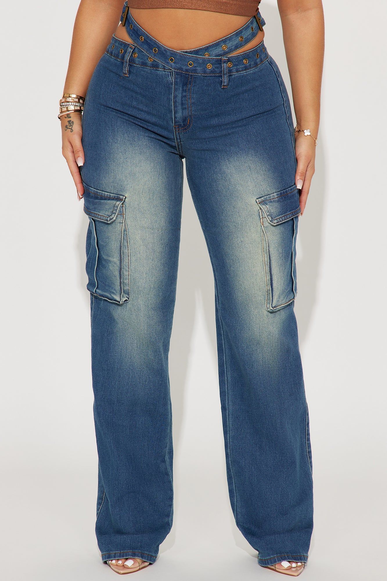 Burning Desire Belted Cargo Jean - Medium Wash sold by Fashion Nova product image thumbnail 2