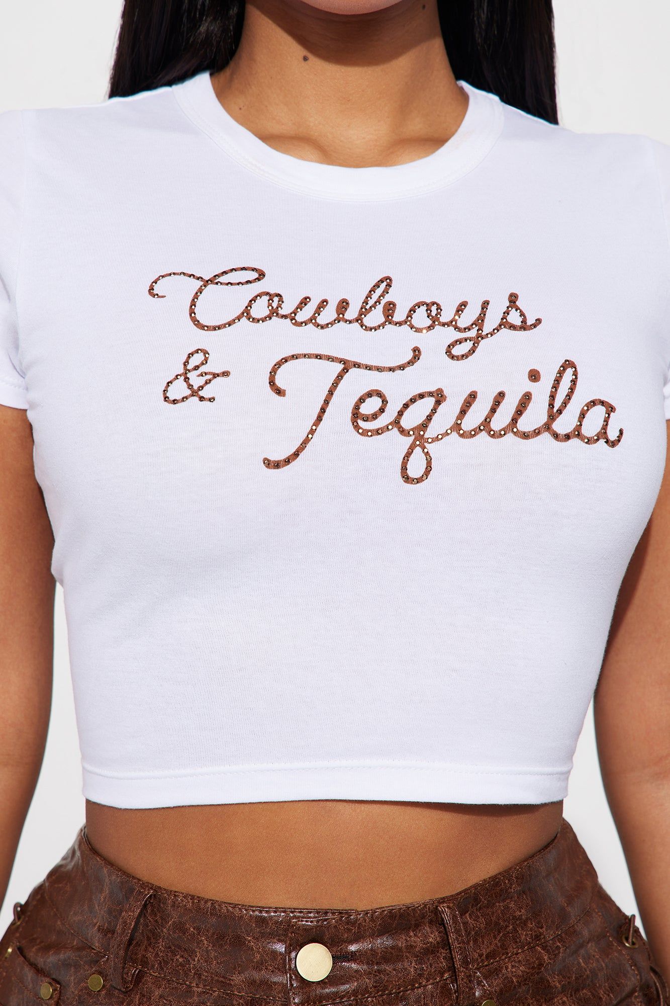 Cowboys & Tequila Crop Top - White sold by Fashion Nova product image thumbnail 3
