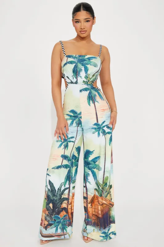 Playa Del Carmen Jumpsuit - Green/combo sold by Fashion Nova
