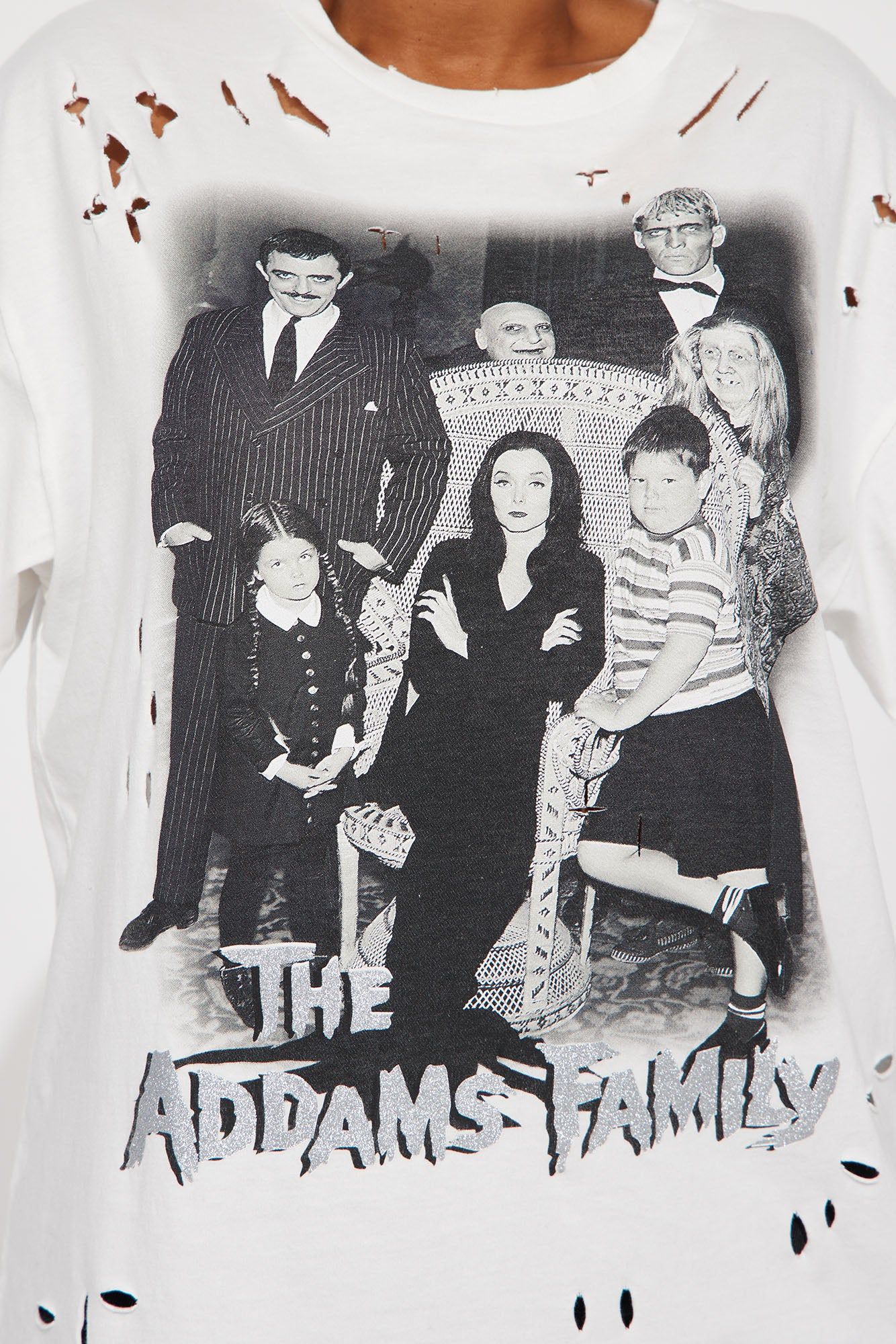 The Adams Family Distressed Tshirt - White sold by Fashion Nova product image thumbnail 3