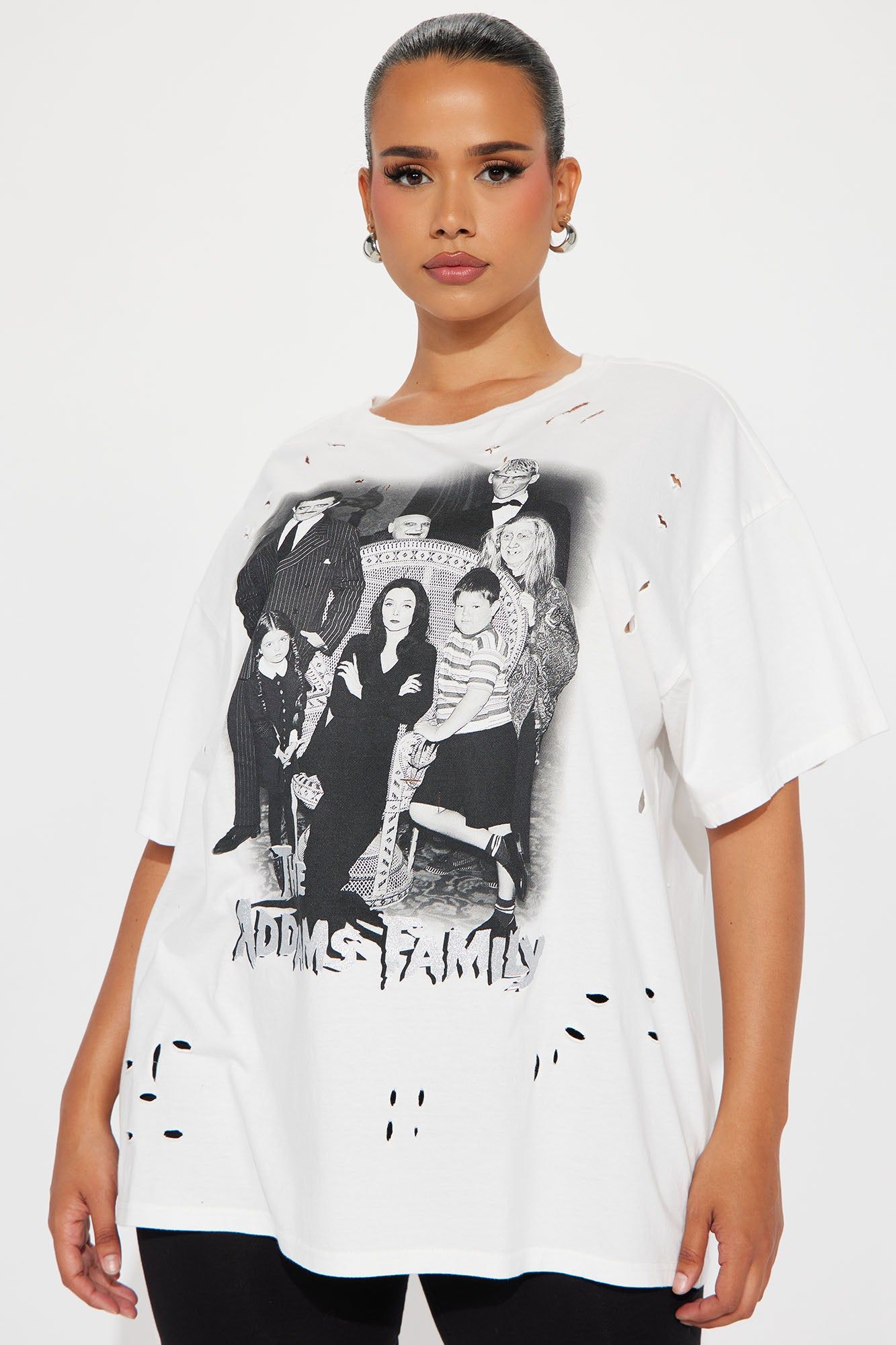 The Adams Family Distressed Tshirt - White sold by Fashion Nova product image thumbnail 5
