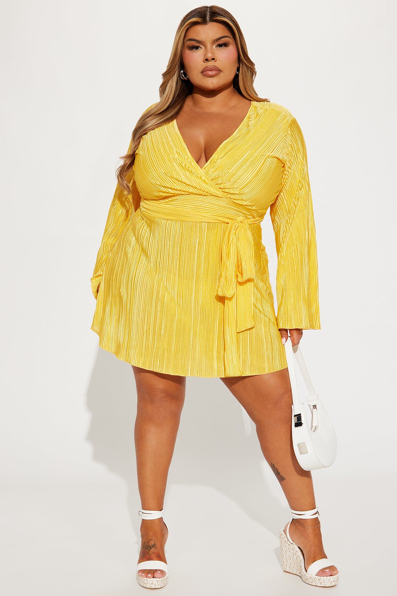 Ciara Plisse Mini Dress - Yellow sold by Fashion Nova product image thumbnail 4