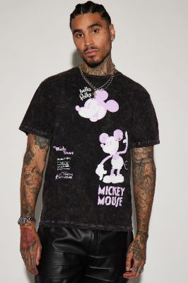 Disney Hello Folks Mickey Mouse Short Sleeve Tee - Black sold by Fashion Nova