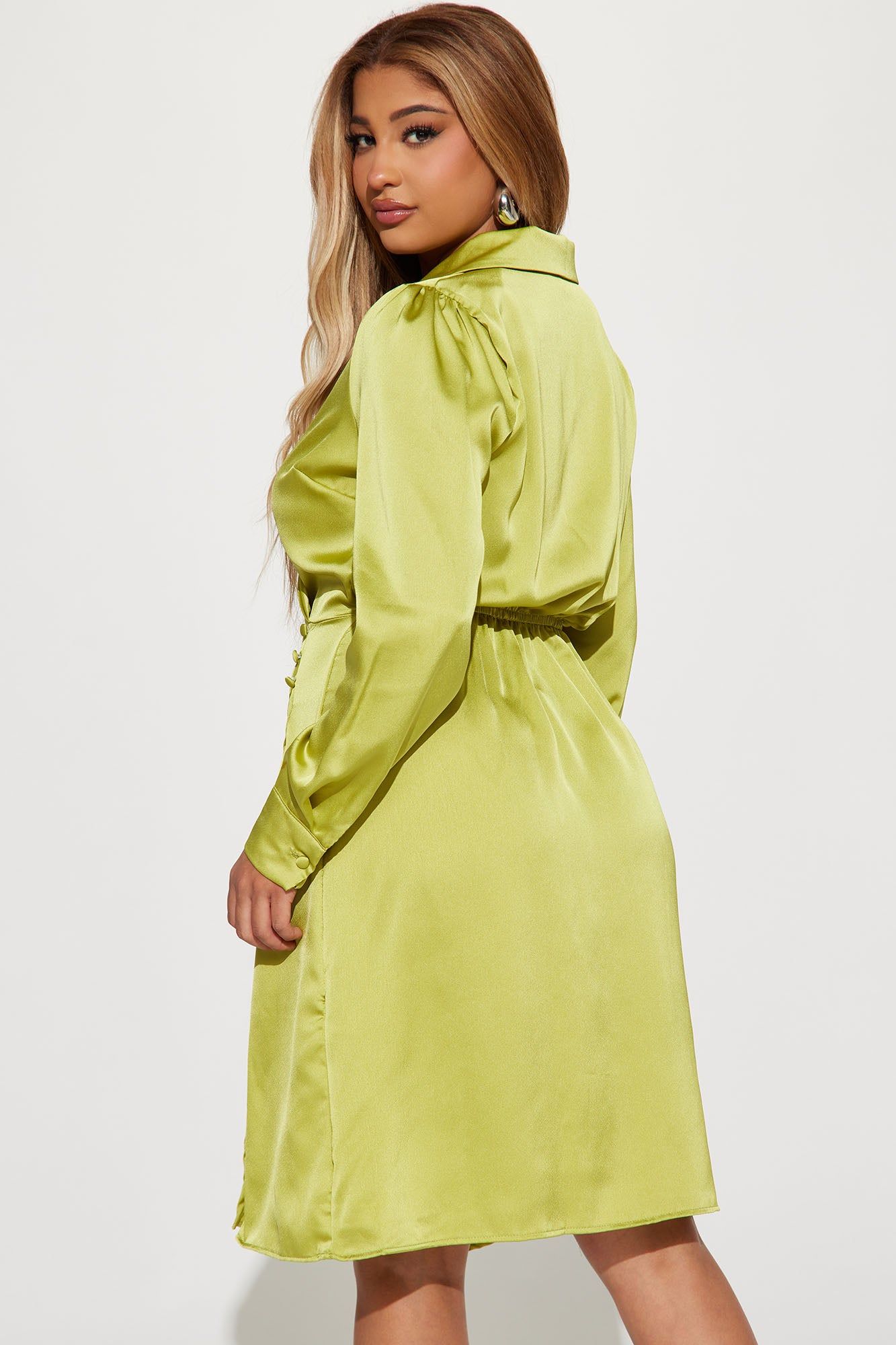Jessica Satin Midi Dress - Chartreuse sold by Fashion Nova product image thumbnail 3