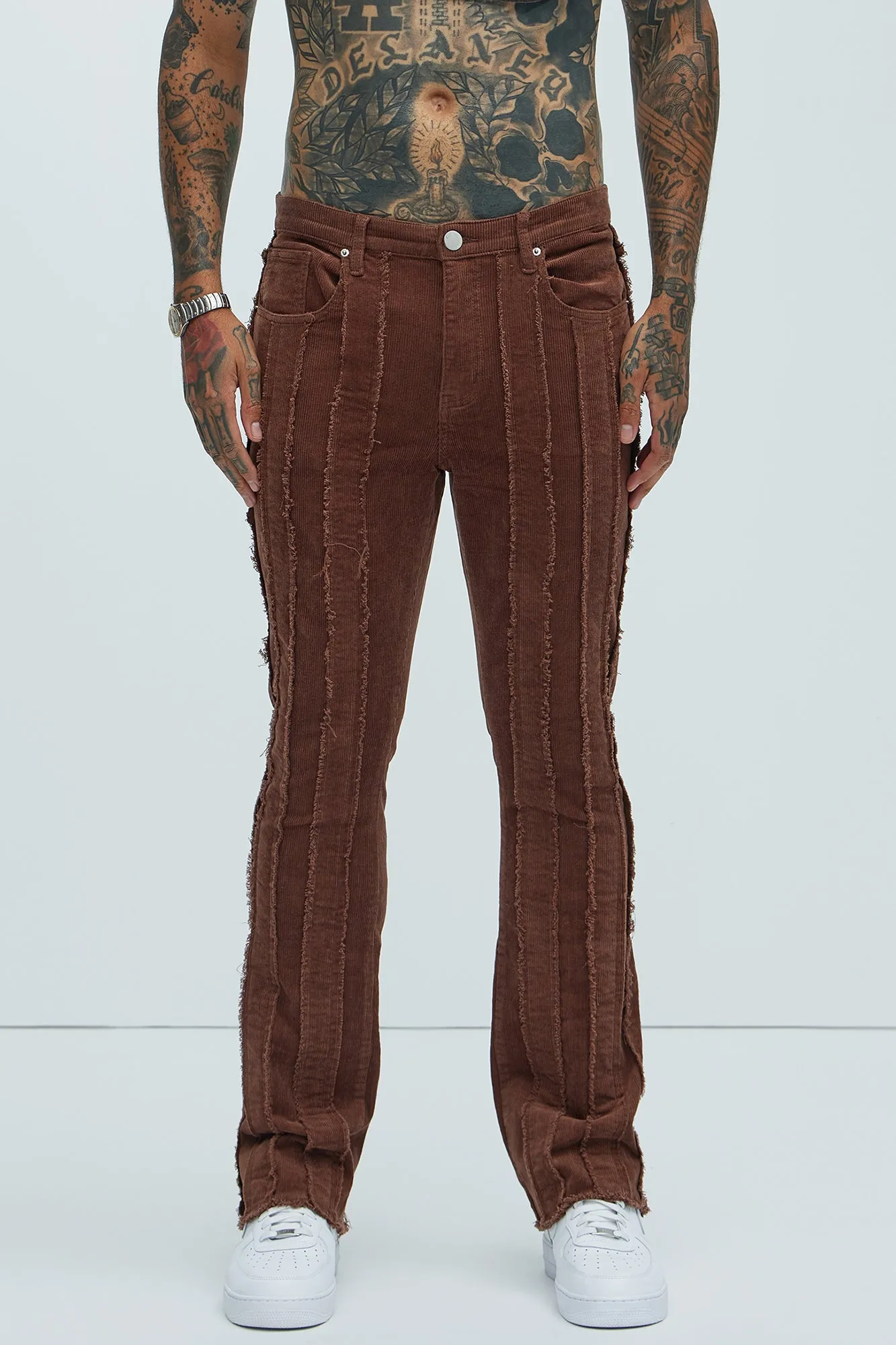 Fray Down Corduroy Pants - Dark Brown sold by Fashion Nova product image thumbnail 4
