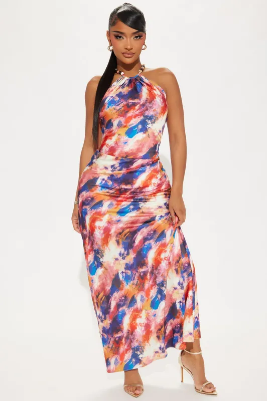 Eleanora Satin Maxi Dress - Multi Color sold by Fashion Nova