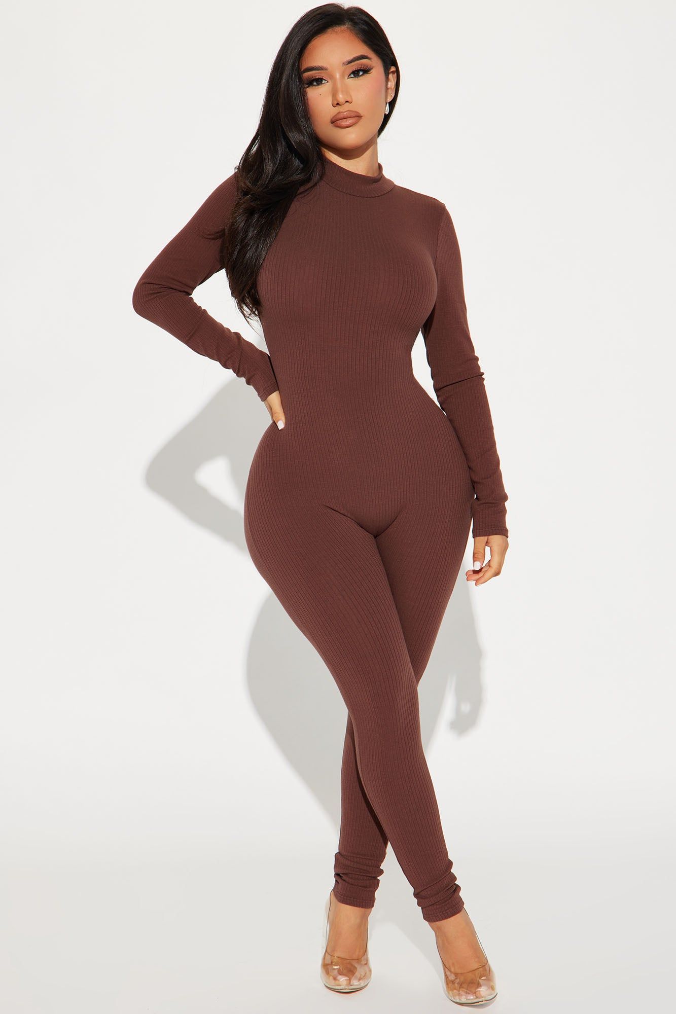 She's A Baddie Ribbed Jumpsuit - Brown sold by Fashion Nova product image thumbnail 2