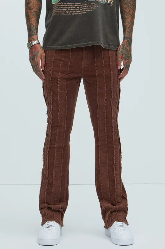 Fray Down Corduroy Pants - Dark Brown sold by Fashion Nova