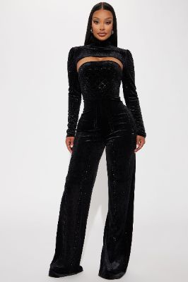Dark Angel Embellished Jumpsuit Set - Black sold by Fashion Nova