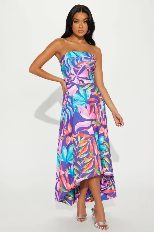 Fiji Bound Midi Dress - Purple/combo sold by Fashion Nova