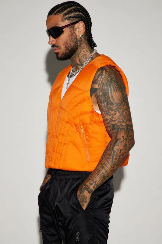 Avalon Nylon Cropped Tactical Padded Vest - Orange sold by Fashion Nova