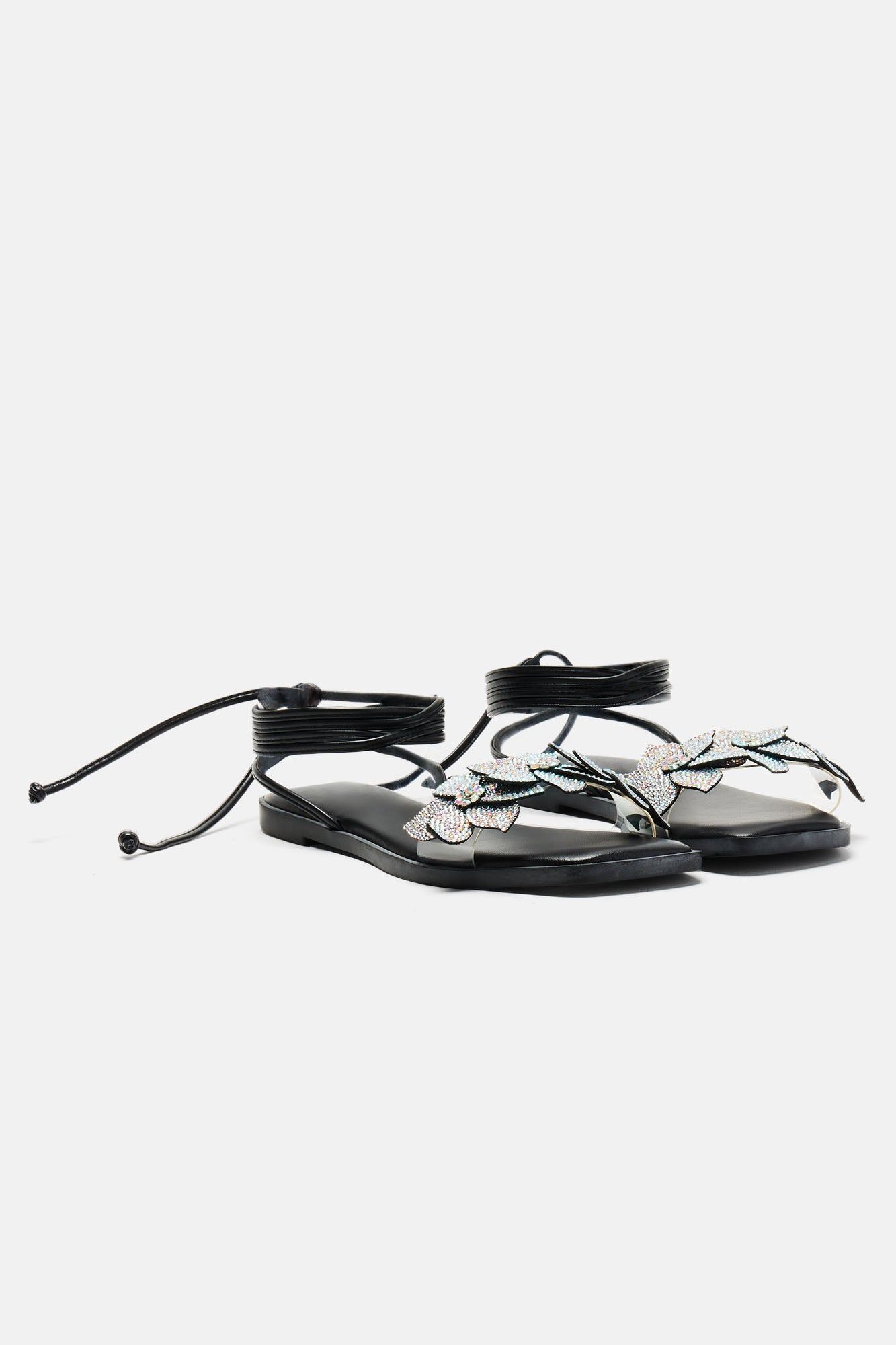 This Is Me Embellished Wrap Up Flat Sandals - Black sold by Fashion Nova product image thumbnail 3