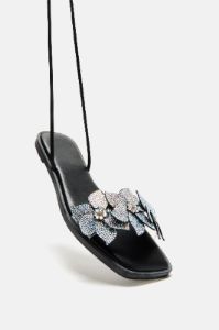 This Is Me Embellished Wrap Up Flat Sandals - Black sold by Fashion Nova