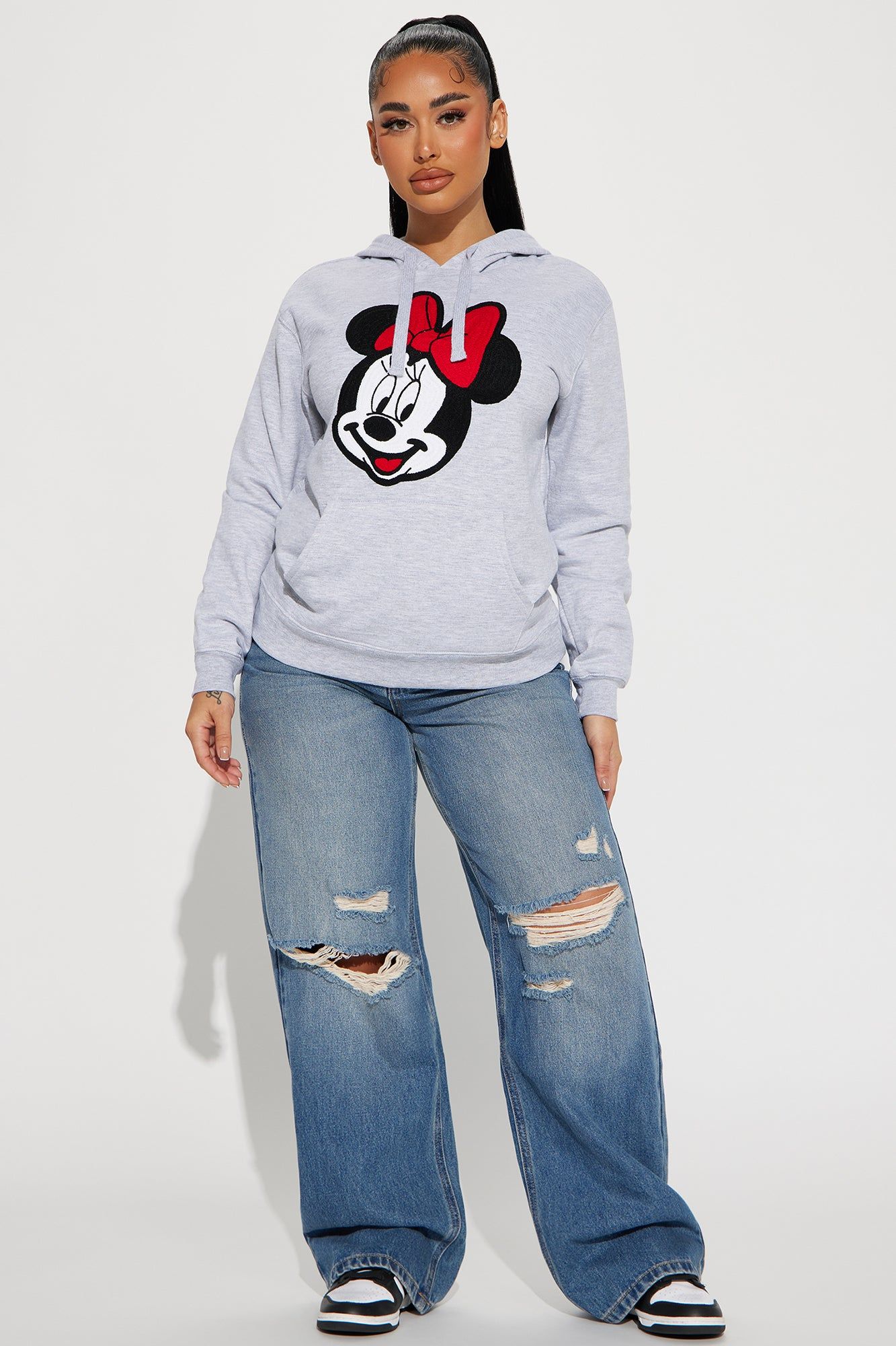 Minnie Mouse Crochet Patch Hoodie - Heather Grey sold by Fashion Nova product image thumbnail 2