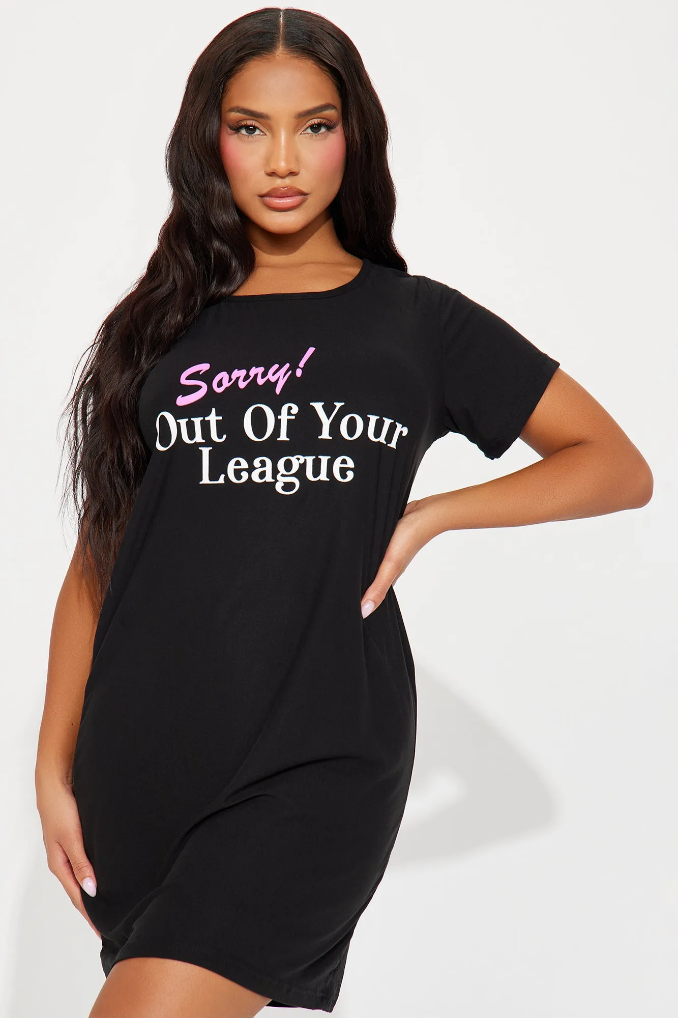 Out Of Your League PJ Sleep Shirt - Black sold by Fashion Nova
