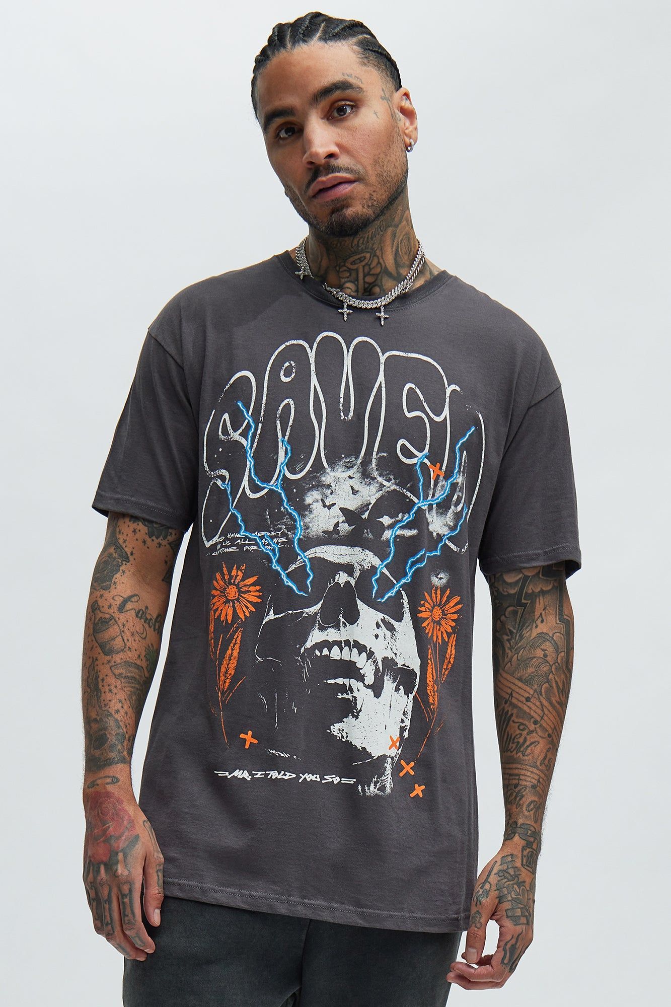 Saved Savage Short Sleeve Tee - Charcoal sold by Fashion Nova