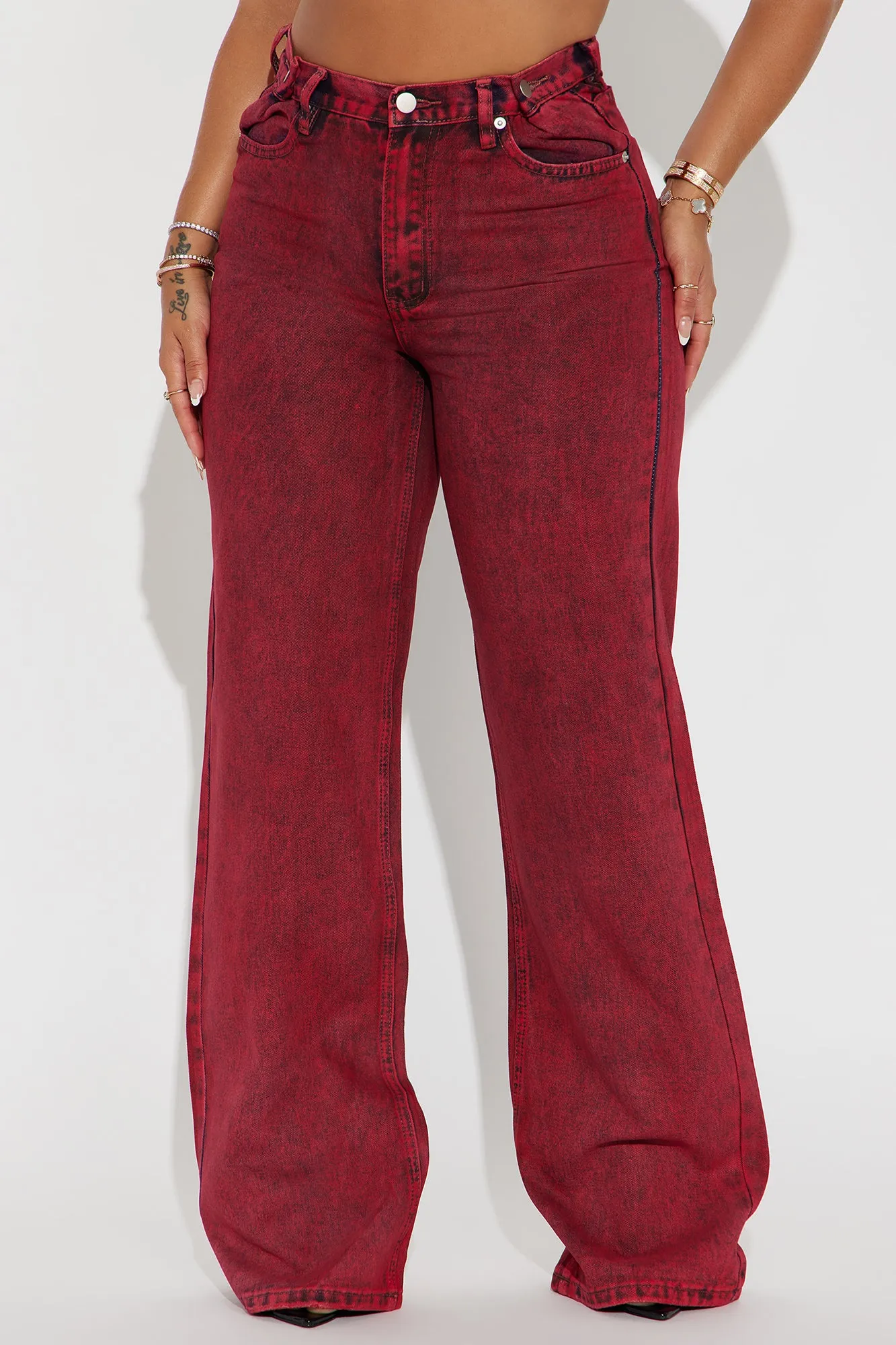 Red Hot Coated Wide Leg Jeans - Red sold by Fashion Nova product image thumbnail 2