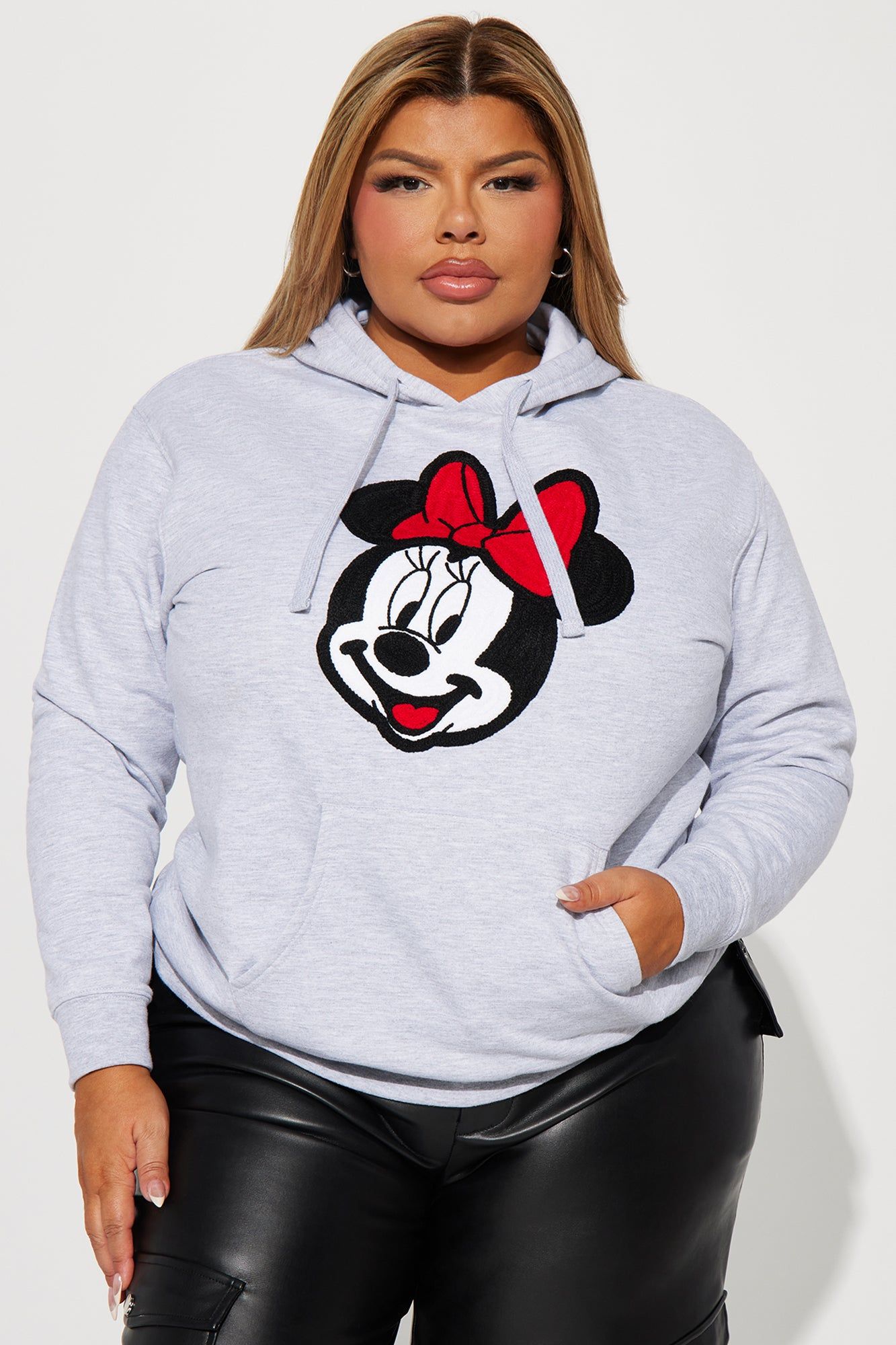 Minnie Mouse Crochet Patch Hoodie - Heather Grey sold by Fashion Nova product image thumbnail 5