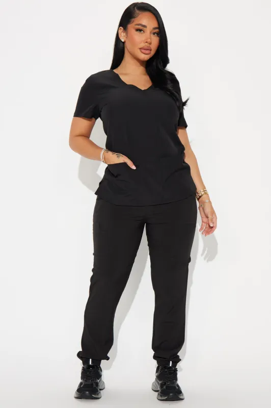 On Call Jogger Stretch Uniform Scrub Set - Black sold by Fashion Nova