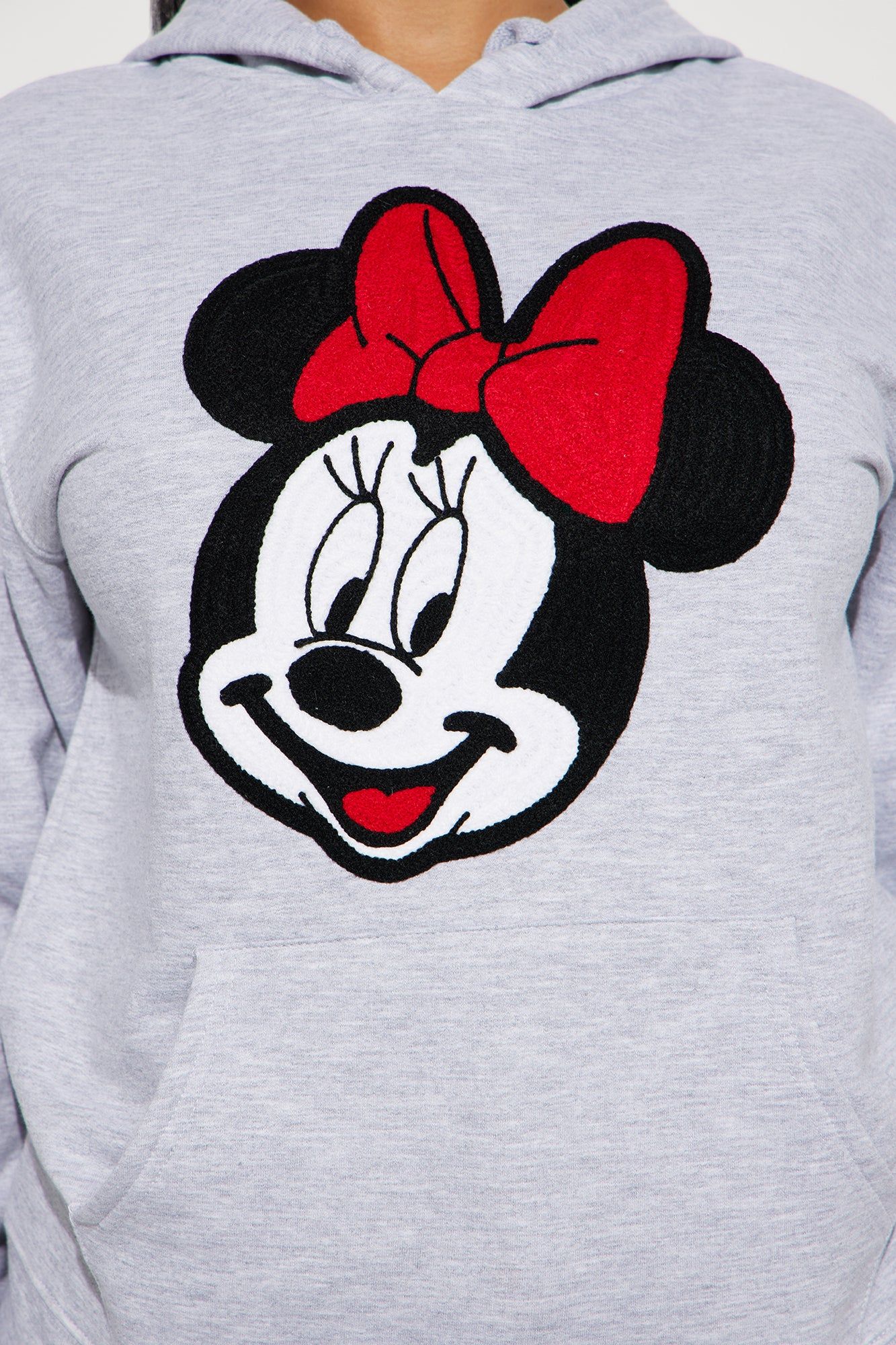 Minnie Mouse Crochet Patch Hoodie - Heather Grey sold by Fashion Nova product image thumbnail 3