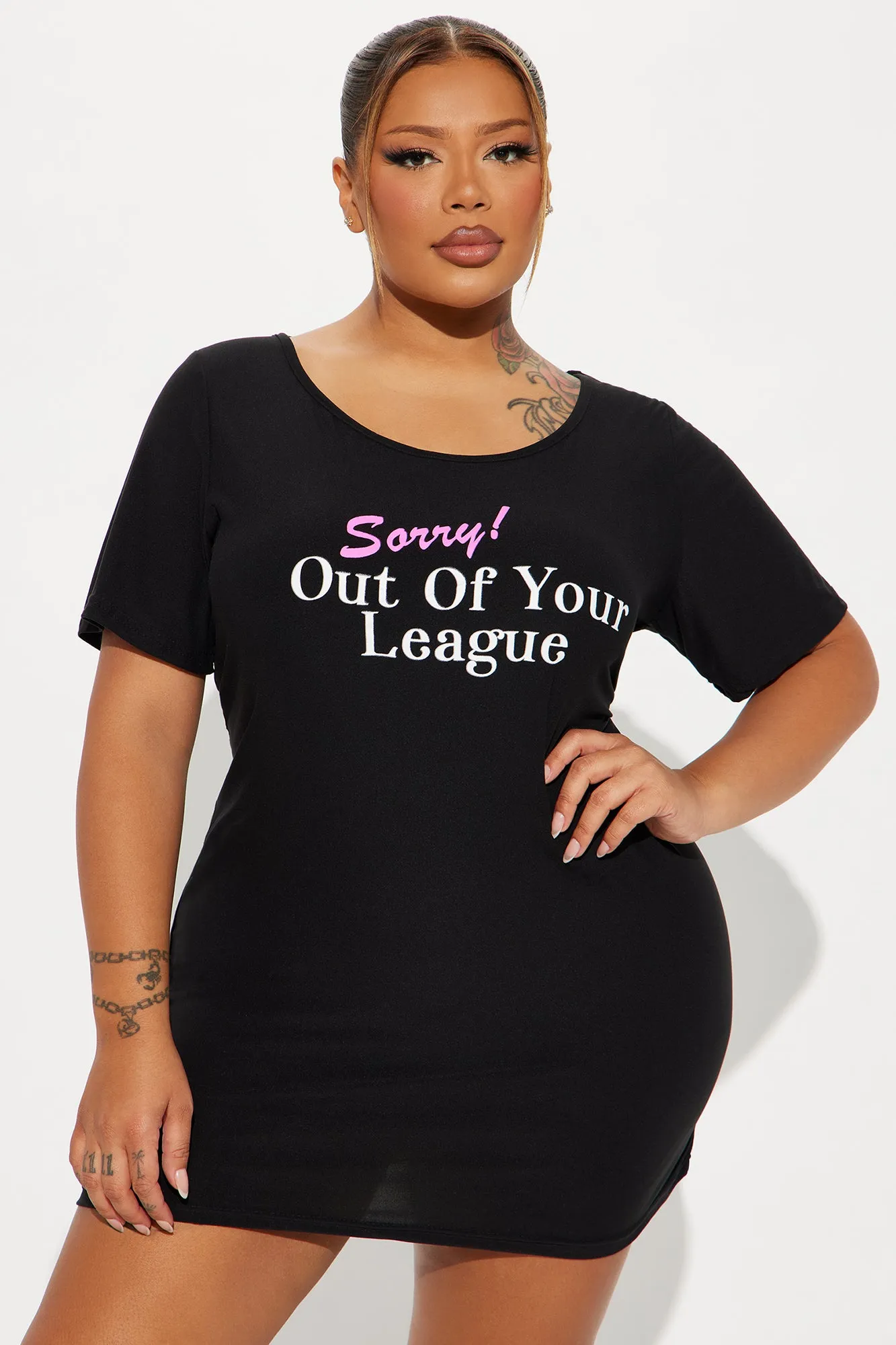 Out Of Your League PJ Sleep Shirt - Black sold by Fashion Nova product image thumbnail 4