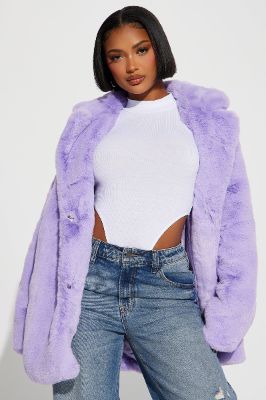 Meet Me Downtown Faux Fur Coat - Lavender sold by Fashion Nova