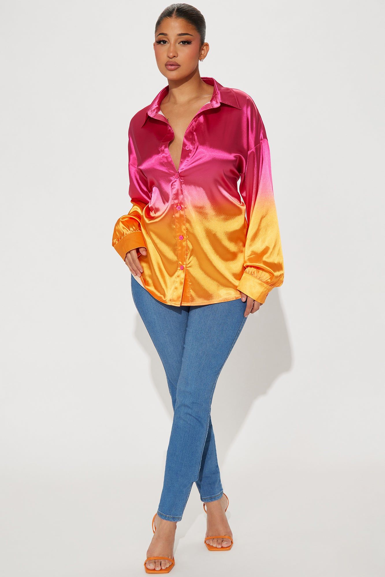 Always About You Satin Shirt - Pink/combo sold by Fashion Nova product image thumbnail 2