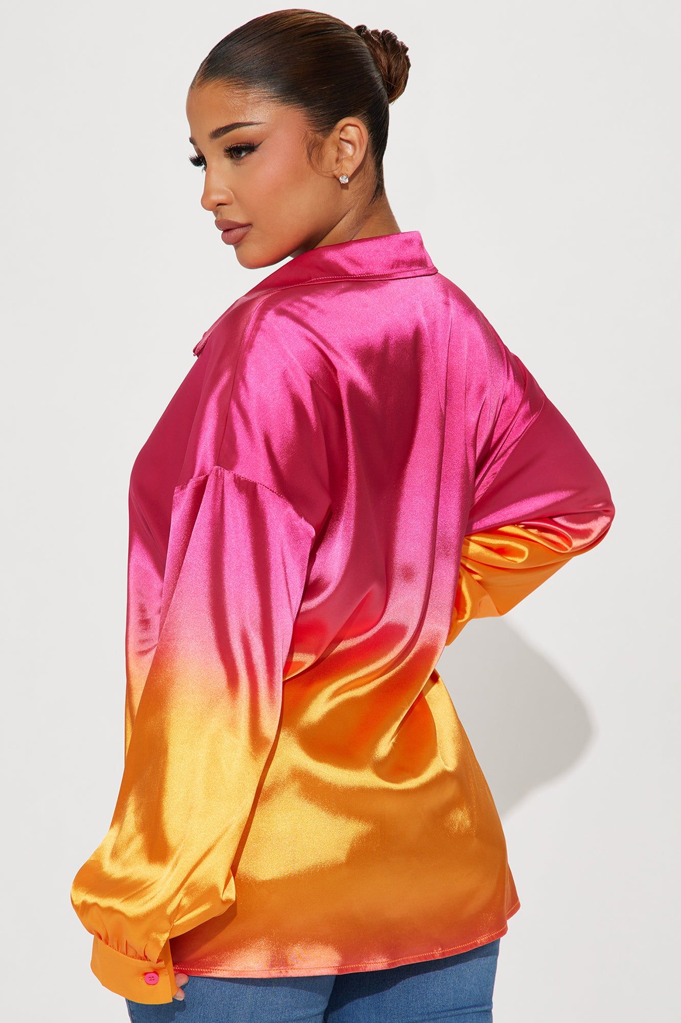 Always About You Satin Shirt - Pink/combo sold by Fashion Nova product image thumbnail 3