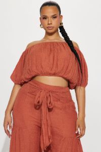 Take Me On A Vacay Pant Set - Rust sold by Fashion Nova